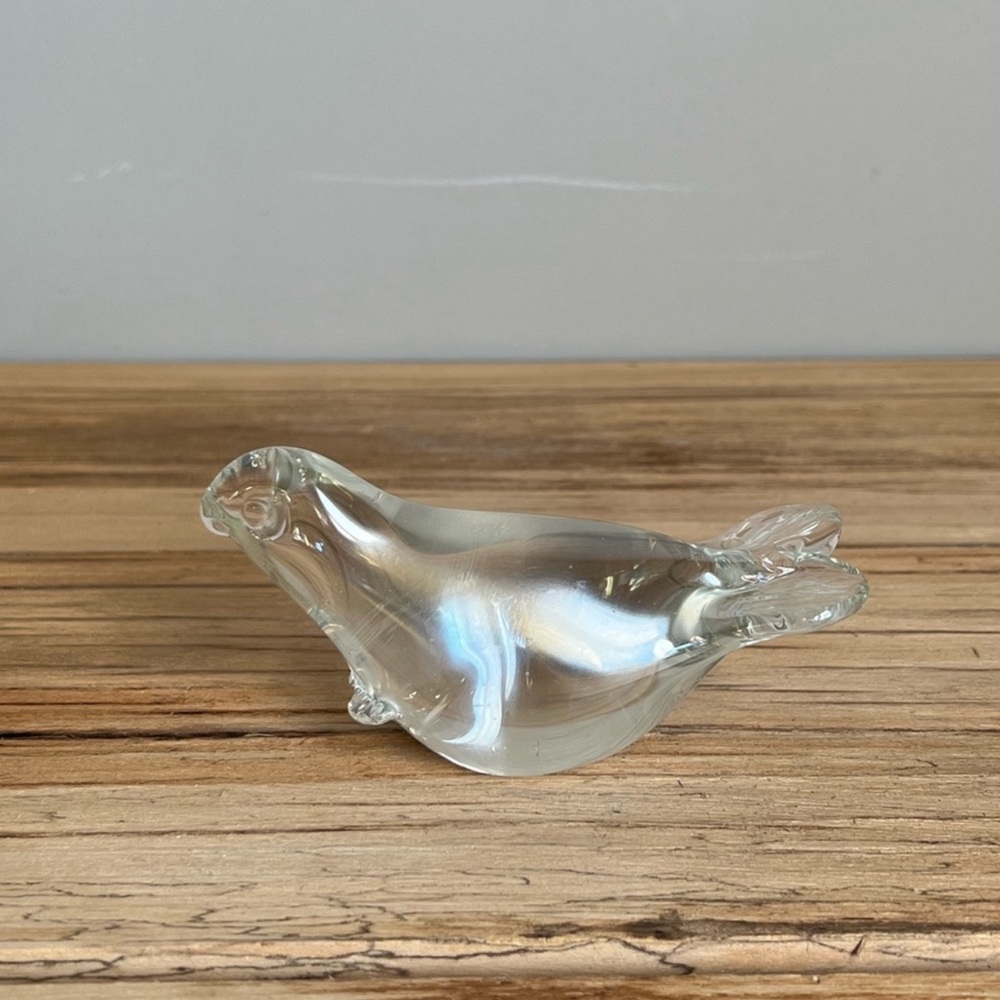 Art Glass Iridescent Clear Baby Seal Paperweight/Figurine